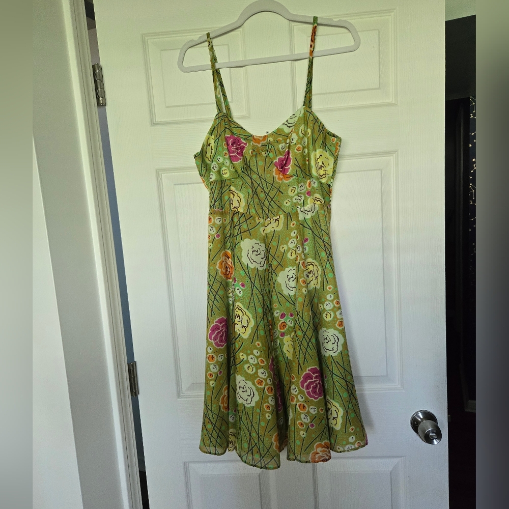 Girls From Savoy Floral Green Sundress Size 10